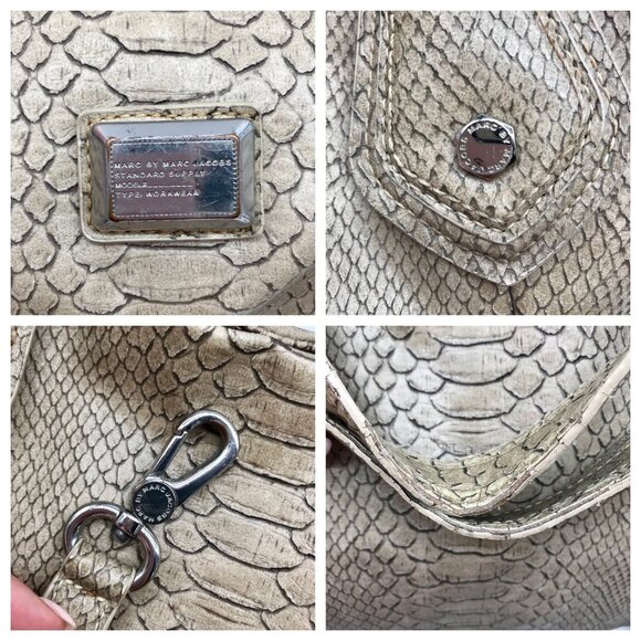 Marc Jacobs Taupe Snake Print Convertible Satchel - Picture 10 of 11